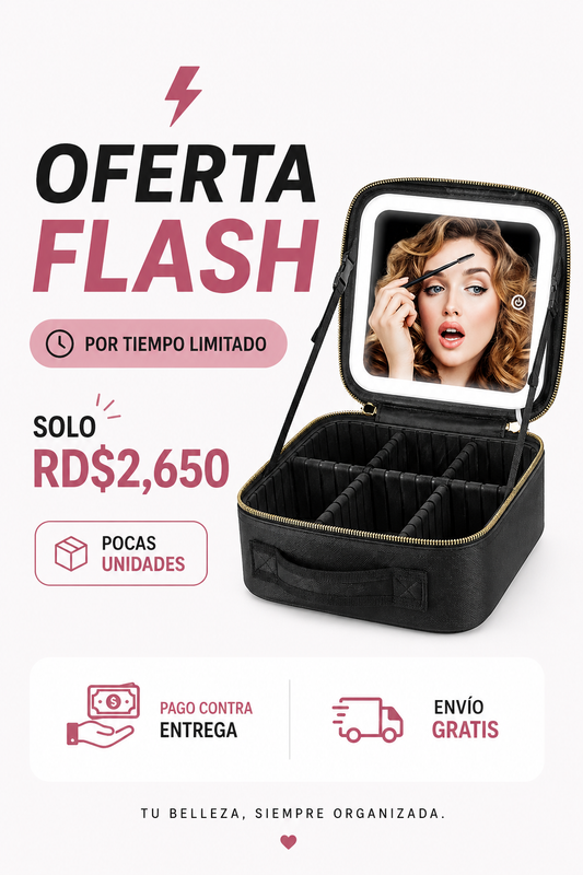 Estuche de maquillaje con espejo led